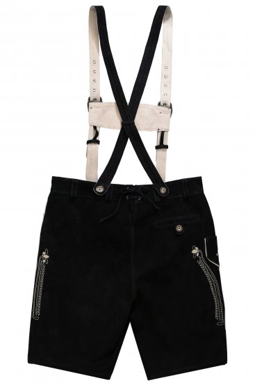 JP1880 Genuine Leather Traditional Lederhosen Shorts Black - Σορτς - Aνδρικεσ βερμουδεσ μεγαλα μεγάλα μεγέθη