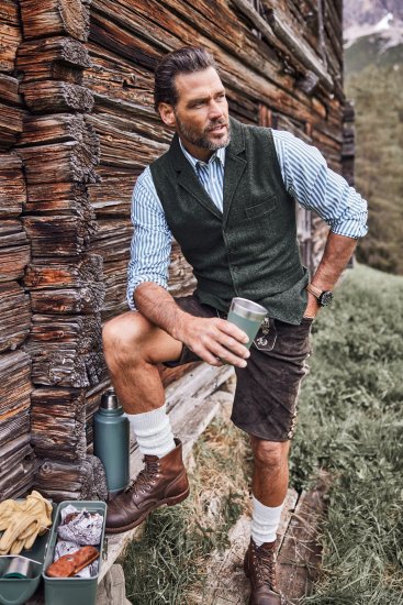 JP1880 Genuine Leather Traditional Lederhosen Shorts Brown - Σορτς - Aνδρικεσ βερμουδεσ μεγαλα μεγάλα μεγέθη