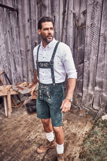 JP1880 Genuine Leather Traditional Lederhosen Shorts Green - Σορτς - Aνδρικεσ βερμουδεσ μεγαλα μεγάλα μεγέθη