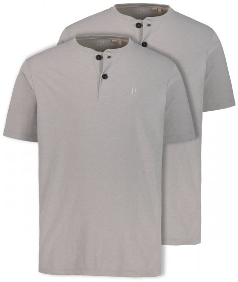 JP1880 708420 Μπλούζα Henley σετ 2 Γκρι μελανζέ - Μακό μπλουζάκια - Aνδρικά μπλουζεσ μεγάλα μεγέθη