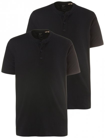 JP1880 708420 Μπλούζα Henley σετ 2 Μαύρο - Μακό μπλουζάκια - Aνδρικά μπλουζεσ μεγάλα μεγέθη