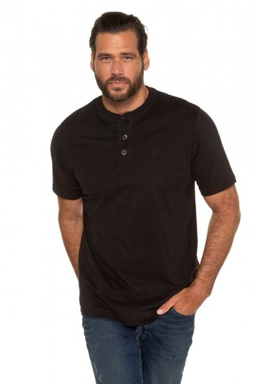 JP1880 708420 Μπλούζα Henley σετ 2 Μαύρο - Μακό μπλουζάκια - Aνδρικά μπλουζεσ μεγάλα μεγέθη