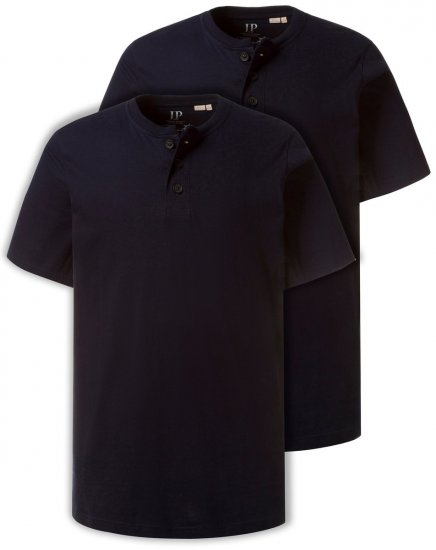 JP1880 708420 Μπλούζα Henley σετ 2 Σκούρο μπλε - Μακό μπλουζάκια - Aνδρικά μπλουζεσ μεγάλα μεγέθη