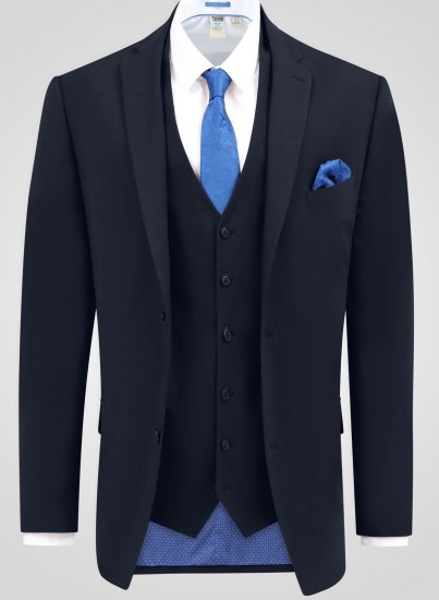 D555 Ted 4 Way Stretch Tailored Suit Jacket Μπλε μαρέν - Κουστούμια - κοστουμια ανδρικά μεγάλα μεγέθη