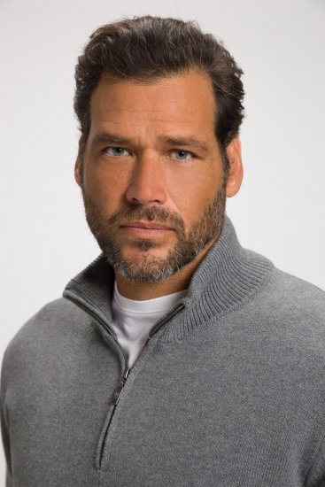JP1880 Sweater Quarter Zipper Grey - φούτερ/Φούτερ με κουκούλα - φούτερ/Φούτερ με κουκούλα ανδρικά μεγάλα μεγέθη 