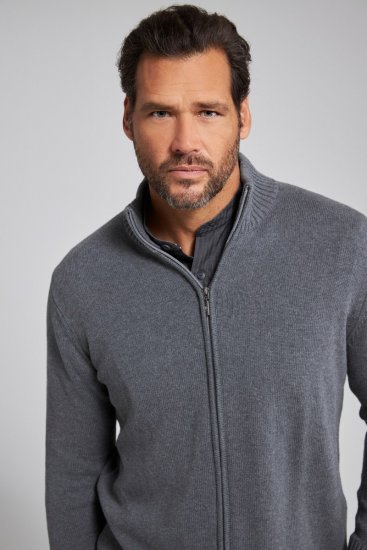 JP1880 Cardigan Knitted with Zipper Grey - φούτερ/Φούτερ με κουκούλα - φούτερ/Φούτερ με κουκούλα ανδρικά μεγάλα μεγέθη 