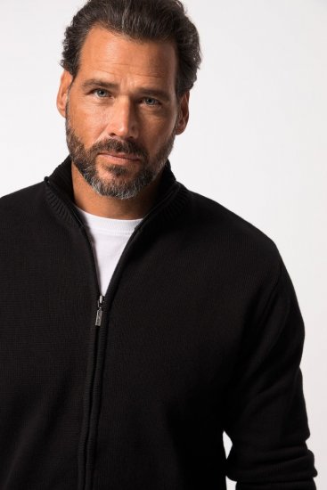 JP1880 Sweater Knitter with Zipper Black - φούτερ/Φούτερ με κουκούλα - φούτερ/Φούτερ με κουκούλα ανδρικά μεγάλα μεγέθη 