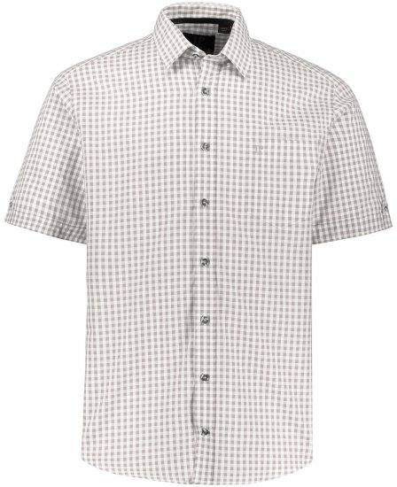 JP1880 Modern Fit Check Print Short Sleeve Shirt Grey - Πουκάμισα - Aνδρικά πουκαμισα μεγαλα μεγάλα μεγέθη