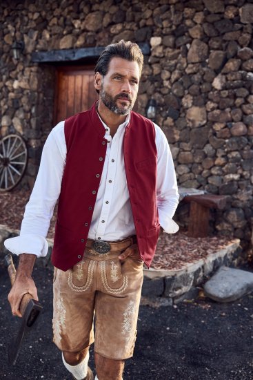 JP1880 Premium Goat Suede Staghorn Embroidery Shorts Leather Brown - Σορτς - Aνδρικεσ βερμουδεσ μεγαλα μεγάλα μεγέθη