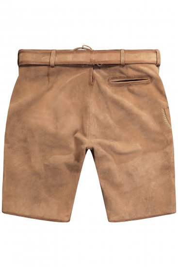 JP1880 Premium Goat Suede Staghorn Embroidery Shorts Leather Brown - Σορτς - Aνδρικεσ βερμουδεσ μεγαλα μεγάλα μεγέθη