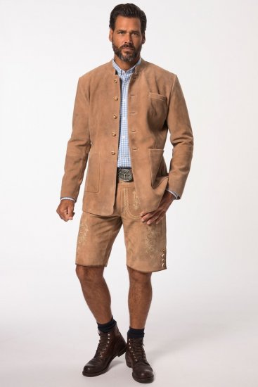 JP1880 Premium Goat Suede Staghorn Embroidery Shorts Leather Brown - JP1880 - JP1880 Ανδρικά Ρούχα Μεγάλα Μεγέθη