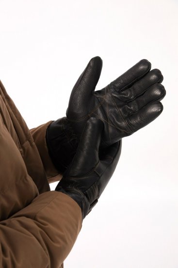 JP1880 Gloves Leather Warm Lining Black - Γάντια - 
