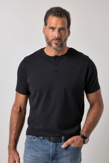 JP1880 726695 Μπλουζάκι henley Μαύρο TALL - TALL Πόλο μπλουζάκια - T-Shirt για Ψηλούς Άνδρες