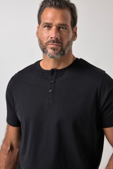 JP1880 726695 Μπλουζάκι henley Μαύρο TALL - TALL Πόλο μπλουζάκια - T-Shirt για Ψηλούς Άνδρες
