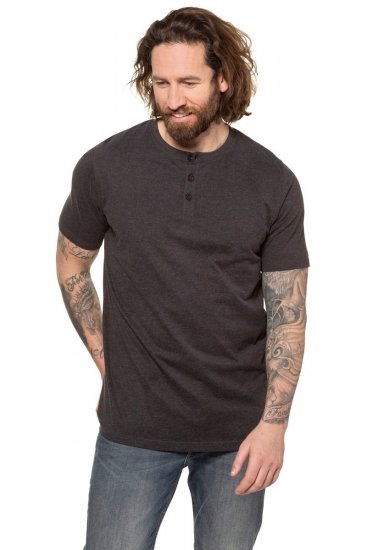 JP1880 726695 Μπλούζα Henley Σκούρο γκρι - Μακό μπλουζάκια - Aνδρικά μπλουζεσ μεγάλα μεγέθη