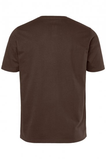 JP1880 Henley Basic T-Shirt with Buttons Brown - Μακό μπλουζάκια - Aνδρικά μπλουζεσ μεγάλα μεγέθη