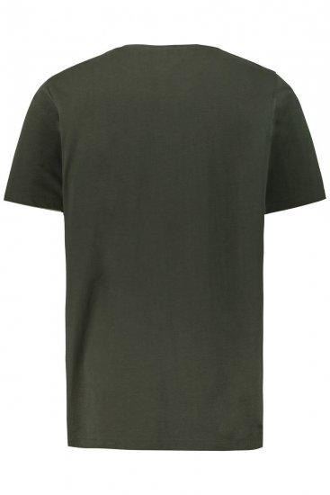 JP1880 726695 Μπλούζα Henley Σκούρο λαδί - Μακό μπλουζάκια - Aνδρικά μπλουζεσ μεγάλα μεγέθη