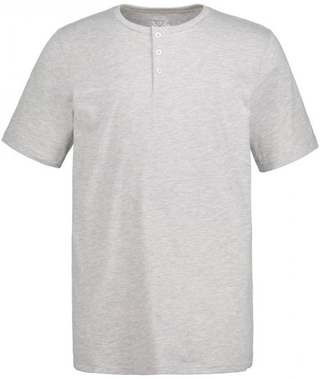 JP1880 726695 Μπλούζα Henley Γκρι μελανζέ - Μακό μπλουζάκια - Aνδρικά μπλουζεσ μεγάλα μεγέθη