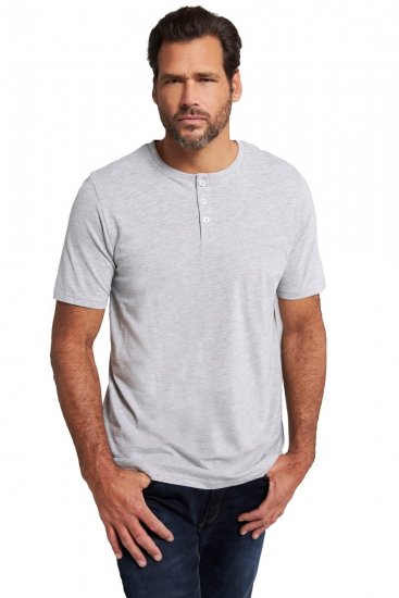 JP1880 726695 Μπλούζα Henley Γκρι μελανζέ - Μακό μπλουζάκια - Aνδρικά μπλουζεσ μεγάλα μεγέθη