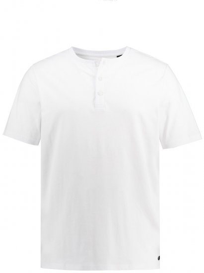 JP1880 726695 Μπλούζα Henley Λευκό - Μακό μπλουζάκια - Aνδρικά μπλουζεσ μεγάλα μεγέθη