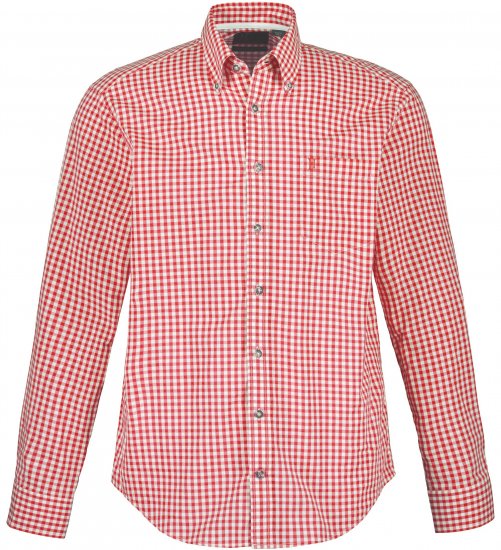 JP1880 Modern Fit Button-Down Collar Long Sleeve Check Shirt Light Red - Πουκάμισα - Aνδρικά πουκαμισα μεγαλα μεγάλα μεγέθη