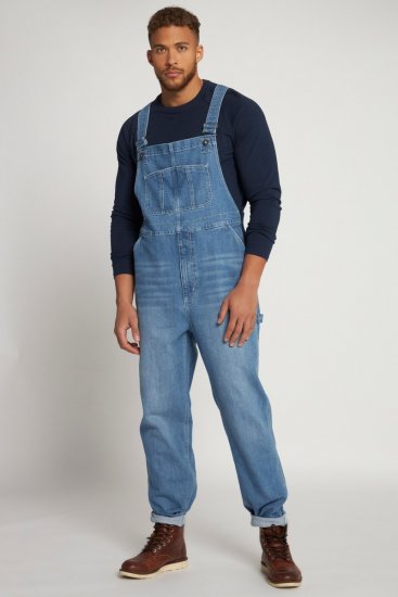 JP1880 Dungarees Denim Adjustable Straps Blue - Τζιν και παντελόνια - Aνδρικα τζιν παντελόνια μεγάλα μεγέθη