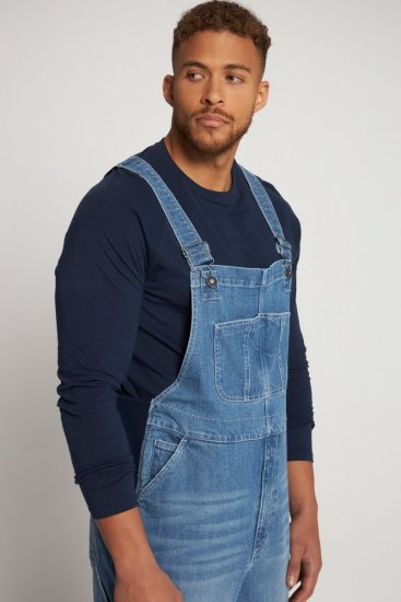 JP1880 Dungarees Denim Adjustable Straps Blue - Τζιν και παντελόνια - Aνδρικα τζιν παντελόνια μεγάλα μεγέθη