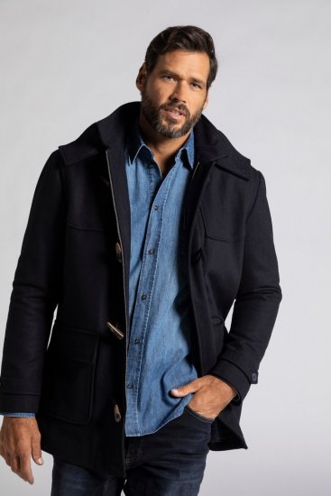 JP1880 Duffle Coat Water Repellent with Detachable Hood Navy - Μπουφάν - Aνδρικά μπουφαν μεγάλα μεγέθη