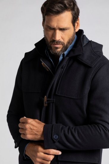 JP1880 Duffle Coat Water Repellent with Detachable Hood Navy - Μπουφάν - Aνδρικά μπουφαν μεγάλα μεγέθη