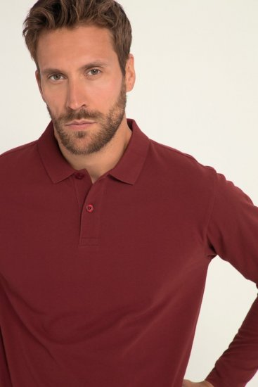 JP1880 Polo Shirt Long Sleeve Piqué Red - Πόλο μπλουζάκια - Aνδρικά μπλουζακια πολο μεγάλα μεγέθη