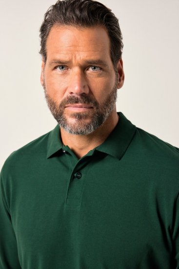JP1880 Polo Shirt Long Sleeve Pique Dark Green - Πόλο μπλουζάκια - Aνδρικά μπλουζακια πολο μεγάλα μεγέθη
