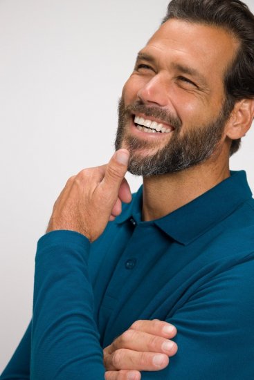 JP1880 Polo Shirt Long Sleeve Pique Blue - Πόλο μπλουζάκια - Aνδρικά μπλουζακια πολο μεγάλα μεγέθη