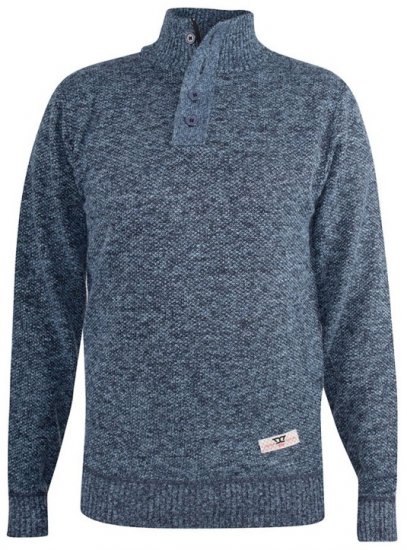 D555 Wilmington Zipper And Button Neck Sweater Blue - φούτερ/Φούτερ με κουκούλα - φούτερ/Φούτερ με κουκούλα ανδρικά μεγάλα μεγέθη 