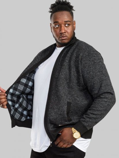 D555 Cavendish Black Jumper With Bonded Fleece Lining And Pocket - φούτερ/Φούτερ με κουκούλα - φούτερ/Φούτερ με κουκούλα ανδρικά μεγάλα μεγέθη 