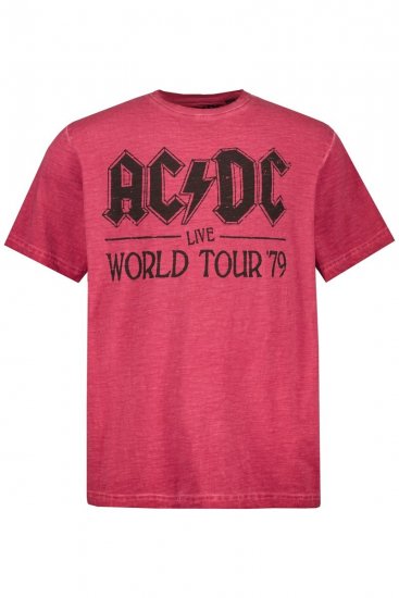 JP1880 AC/DC World Tour Graphic Comfort Fit Band T-Shirt Dark Red - Μακό μπλουζάκια - Aνδρικά μπλουζεσ μεγάλα μεγέθη