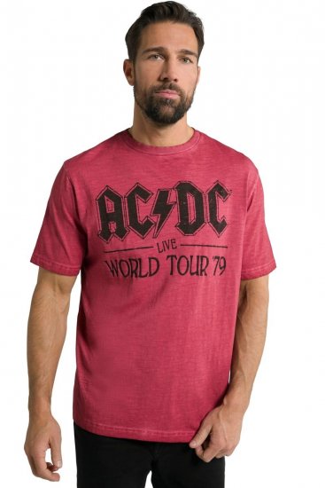 JP1880 AC/DC World Tour Graphic Comfort Fit Band T-Shirt Dark Red - Μακό μπλουζάκια - Aνδρικά μπλουζεσ μεγάλα μεγέθη