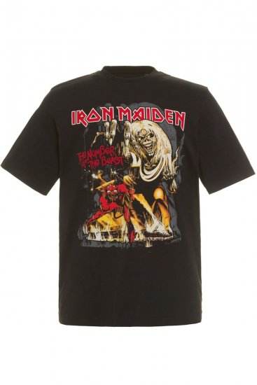 JP1880 Iron Maiden - Number of the Beast Graphic Comfort Fit Band T-Shirt Black - Μακό μπλουζάκια - Aνδρικά μπλουζεσ μεγάλα μεγέθη