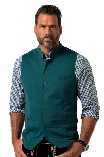 JP1880 Mottled Stretch Knit Stand-up Collar Vest Turquoise Blue - Trachten & Oktoberfest - Στολές Oktoberfest σε μεγάλα μεγέθη (Trachten)