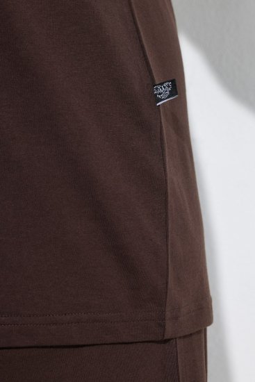 Ulla Popken 806944 Πιτζάμα με κοντά μανίκια Καφέ - Πιτζάμες - 