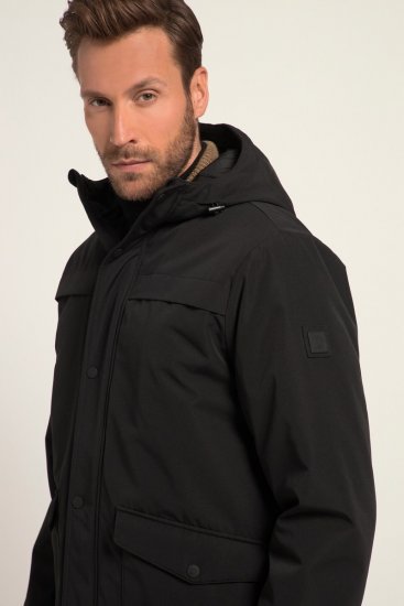 JP1880 Parka Warm Sleeves with Windcuffs Black - Μπουφάν - Aνδρικά μπουφαν μεγάλα μεγέθη