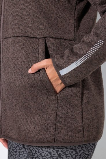 Ulla Popken 812880 Πλεκτό μπουφάν fleece με teddy fleece Taupe - Ρούχα φλις - 