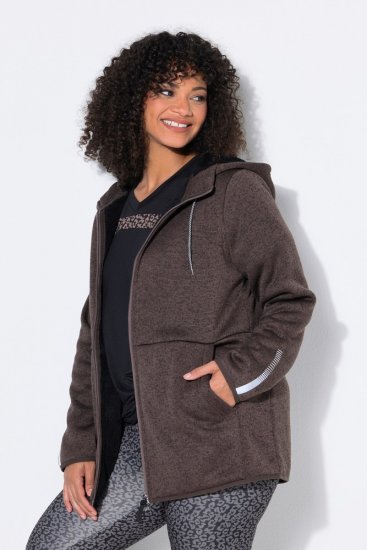 Ulla Popken 812880 Πλεκτό μπουφάν fleece με teddy fleece Taupe - Ρούχα φλις - 