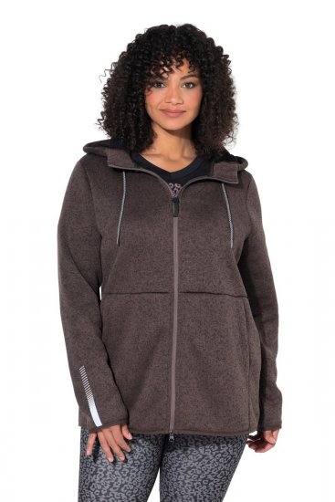 Ulla Popken 812880 Πλεκτό μπουφάν fleece με teddy fleece Taupe - Ρούχα φλις - 