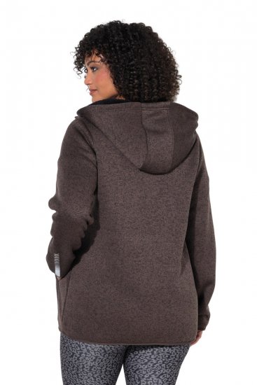 Ulla Popken 812880 Πλεκτό μπουφάν fleece με teddy fleece Taupe - Ρούχα φλις - 