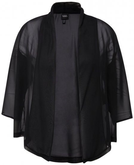 Ulla Popken 817211 Oversized σιφόν μπουφάν με γιακά σάλι Μαύρο - Μπουφάν - Γυναικεία μπουφάν μεγάλα μεγέθη