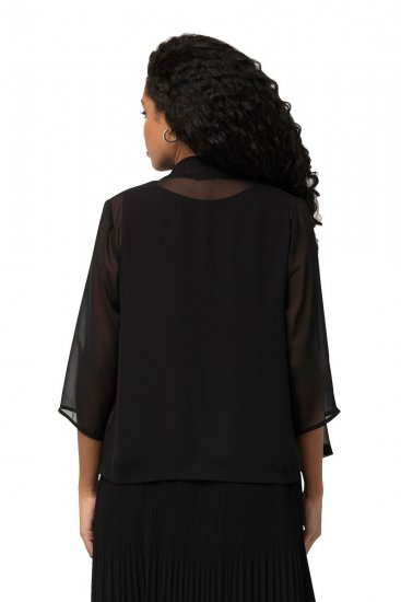 Ulla Popken 817211 Oversized σιφόν μπουφάν με γιακά σάλι Μαύρο - Μπουφάν - Γυναικεία μπουφάν μεγάλα μεγέθη