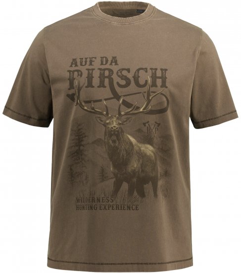 JP1880 Comfortable Fit Vintage Look T-Shirt Light Brown - Μακό μπλουζάκια - Aνδρικά μπλουζεσ μεγάλα μεγέθη