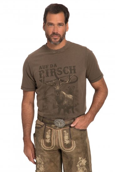JP1880 Comfortable Fit Vintage Look T-Shirt Light Brown - Μακό μπλουζάκια - Aνδρικά μπλουζεσ μεγάλα μεγέθη