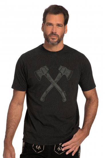 JP1880 Double Axe Design & Vintage Look T-Shirt Black - Μακό μπλουζάκια - Aνδρικά μπλουζεσ μεγάλα μεγέθη