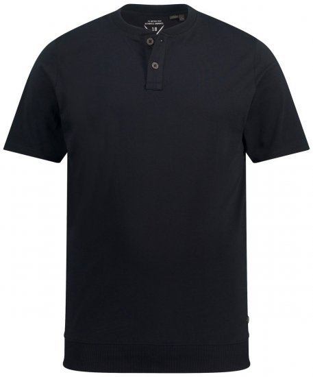JP1880 818628 Μπλούζα Henley σε γραμμή για κοιλιά Μαύρο - Μακό μπλουζάκια - Aνδρικά μπλουζεσ μεγάλα μεγέθη